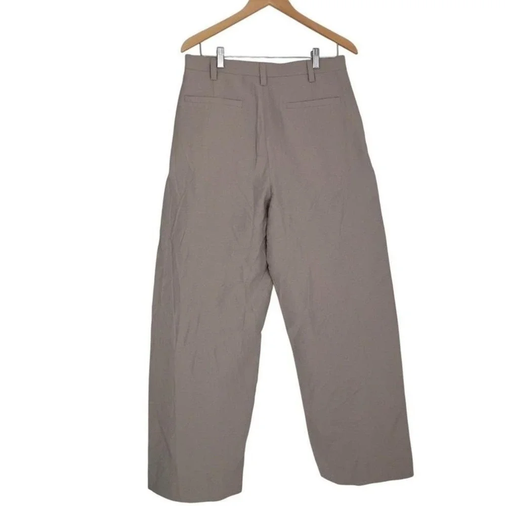 ZARA NWT Beige Linen Blend Wide Leg Trousers High‎ Rise Button Fly 31 Minimalist